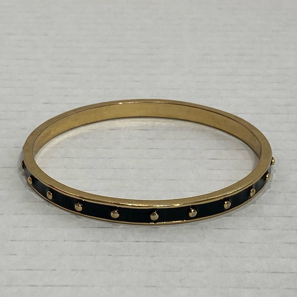 KATE SPADE || Black Inlaid Enamel Gold Ball Bangle Bracelet size 7 1/2 - Picture 8 of 12